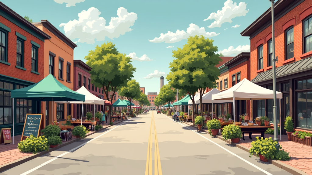 small town scenic with assorted local businesses