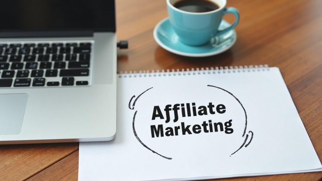 What Is Wealthy Affiliate 1 A desktop workspace with a laptop, coffee cup, and digital marketing notes representing learning affiliate marketing online.
